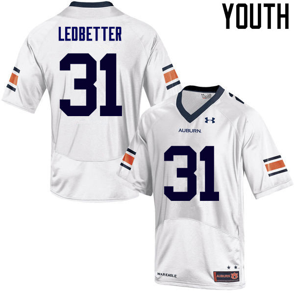 Youth Auburn Tigers #31 Sage Ledbetter College Football Jerseys Sale-White - Click Image to Close